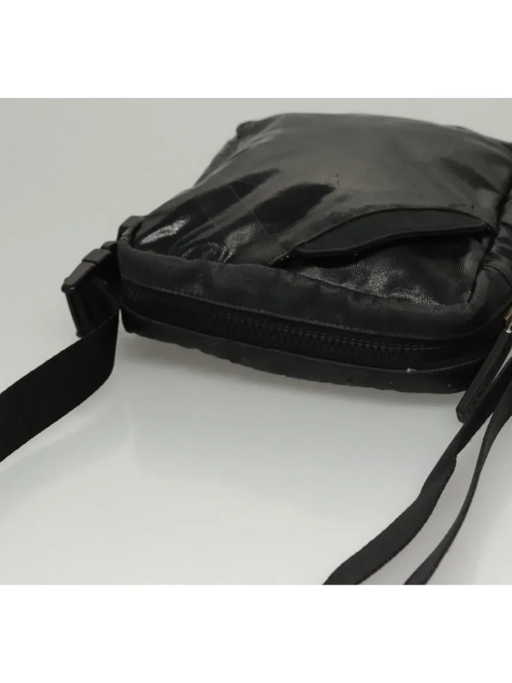 Authentic CHANEL Sports Shoulder Bag Coated Canvas Black CC